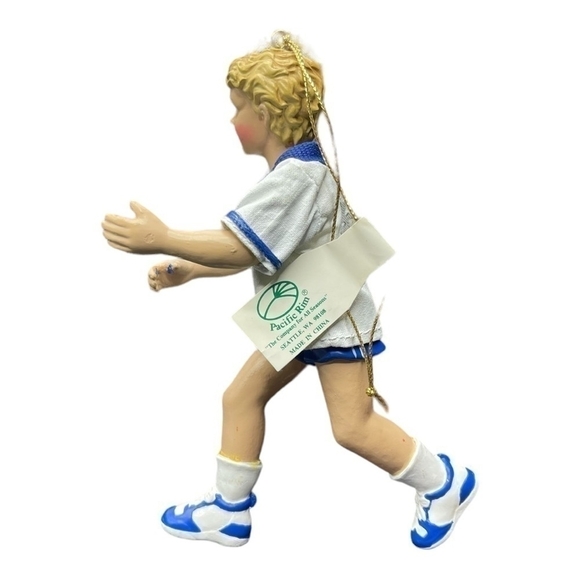 Soccer Player White Blue Christmas Ornament Soccer Football Fan Gift Xmas Decor - Picture 2 of 2